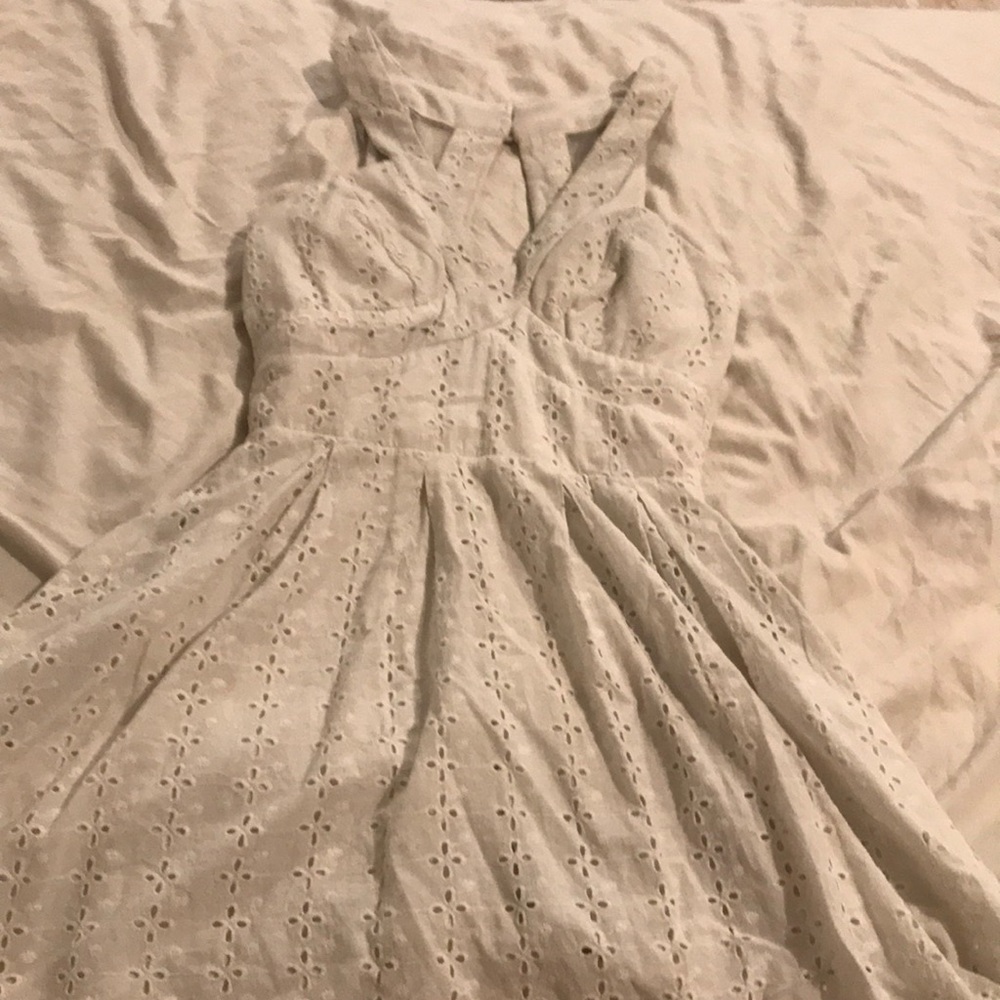 Crystal doll white zip up dress